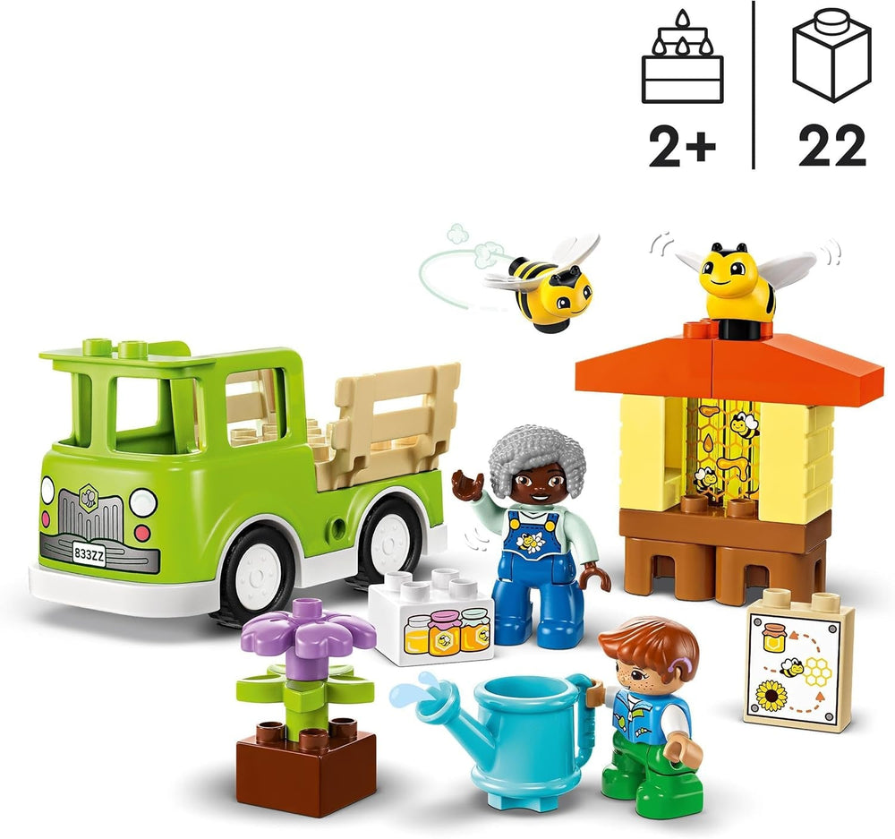 LEGO DUPLO Miejskie pszczelarstwo i ule, zabawka edukacyjna dla małych dzieci z 2 figurkami i ruchomą ciężarówką, zestaw do budowania i przebudowy, zabawka dla małych dzieci od 2 lat 10419 Zestawy do budowania Besuche den LEGO-Store