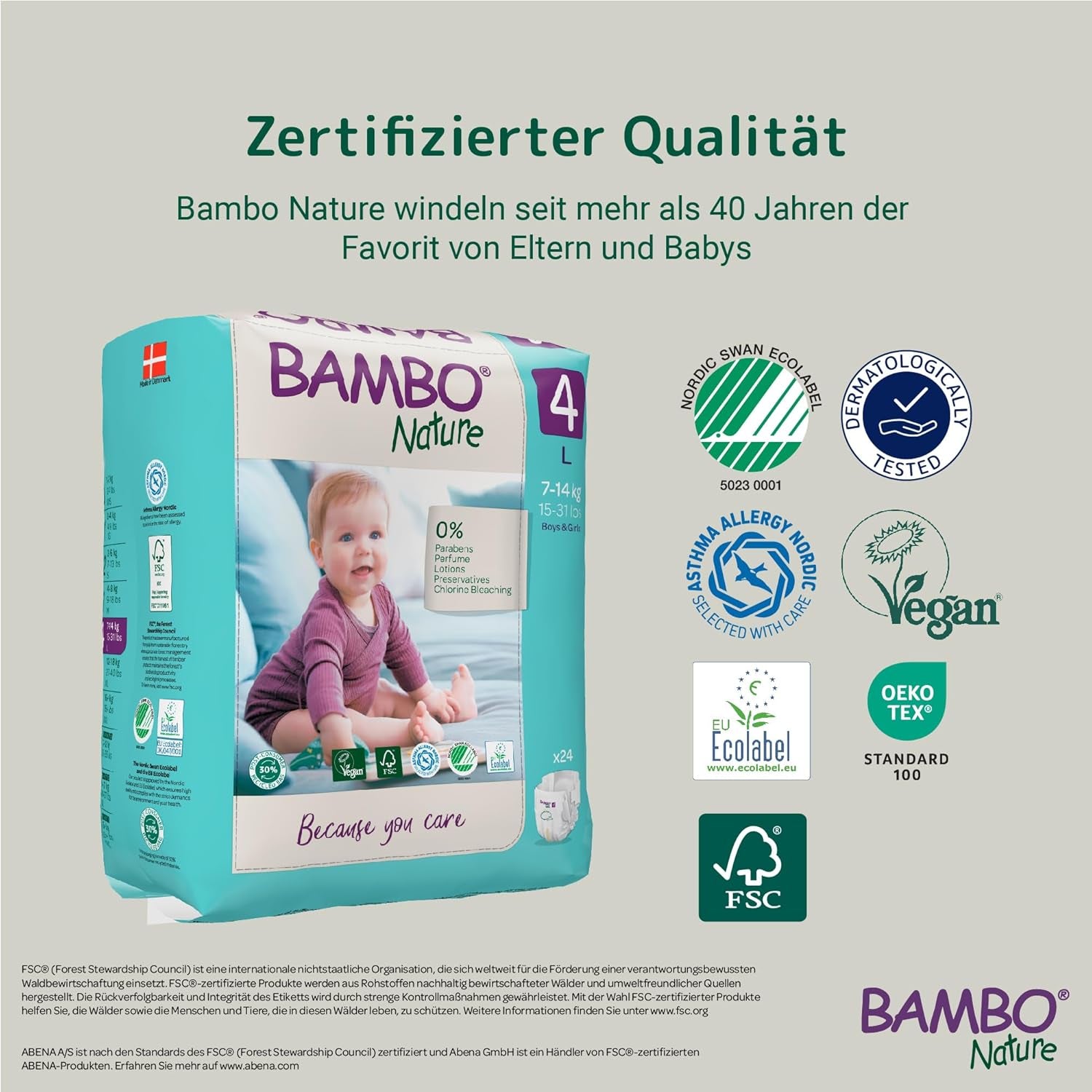 Pieluchy Bambo Nature dla niemowląt, rozmiar 4 (7-14 kg), 144 szt., opakowanie miesięczne | Pieluszki Premium ze zwiększoną ochroną przed wyciekami | Najwyższy komfort i swoboda dla aktywnych dzieci | Pieluchy testowane dermatologicznie