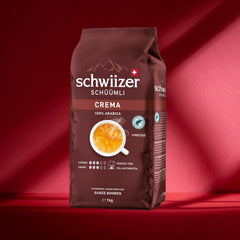 Schwiizer Schüümli Crema, boabe de cafea 100% Arabica, aromate și corpolente, ideale pentru espressoare automate, tărie 3/5, prăjire medie, Rainforest Alliance, 1kg