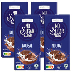 frankonia CIOCOLATĂ FĂRĂ ZAHĂR ADĂUGAT Ciocolată cu nuga, fără gluten, 100 g (pachet de 4)