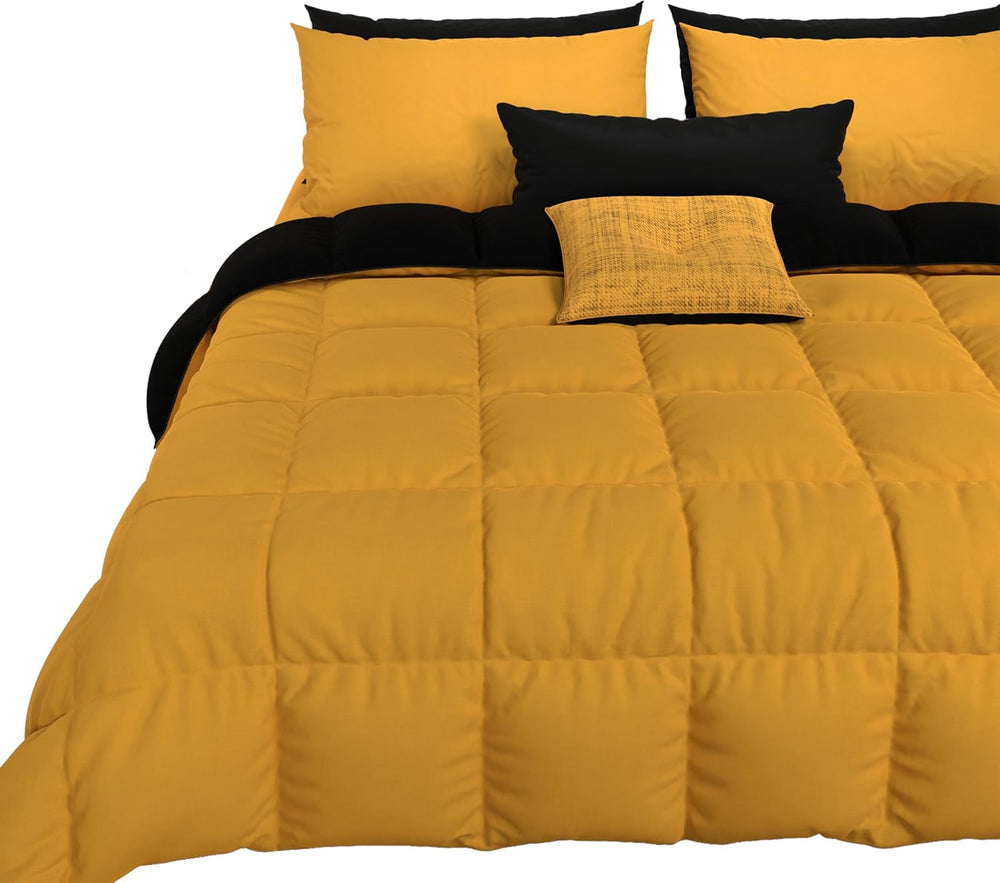 PETTI Artigiani Italiani - Koc zimowy na podwójne łóżko, maxi, monochromatyczny, dwustronny, biały, szary, 100% Made in Italy