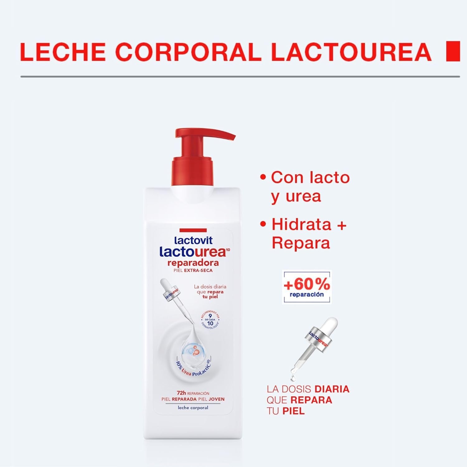 Lactourea repariende Körpermilch mit Protein Calcium, sofortige Absorption, 48 Stunden Ernährung und Reparatur, geeignet für dry und extra dry Haut, 800 ml