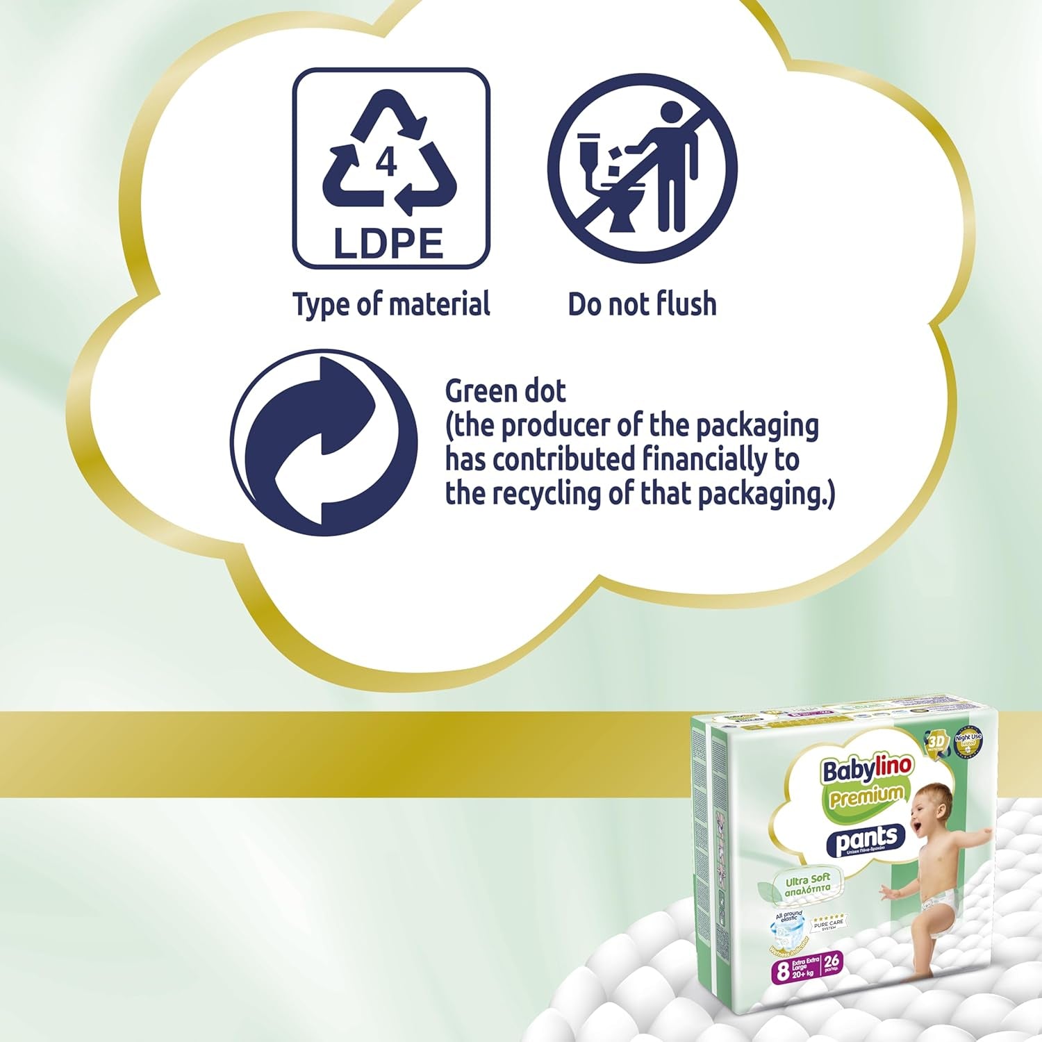 Spodnie Premium rozmiar 8 z ultramiękkim filtrem, XXL (20+ kg), 104 sztuki