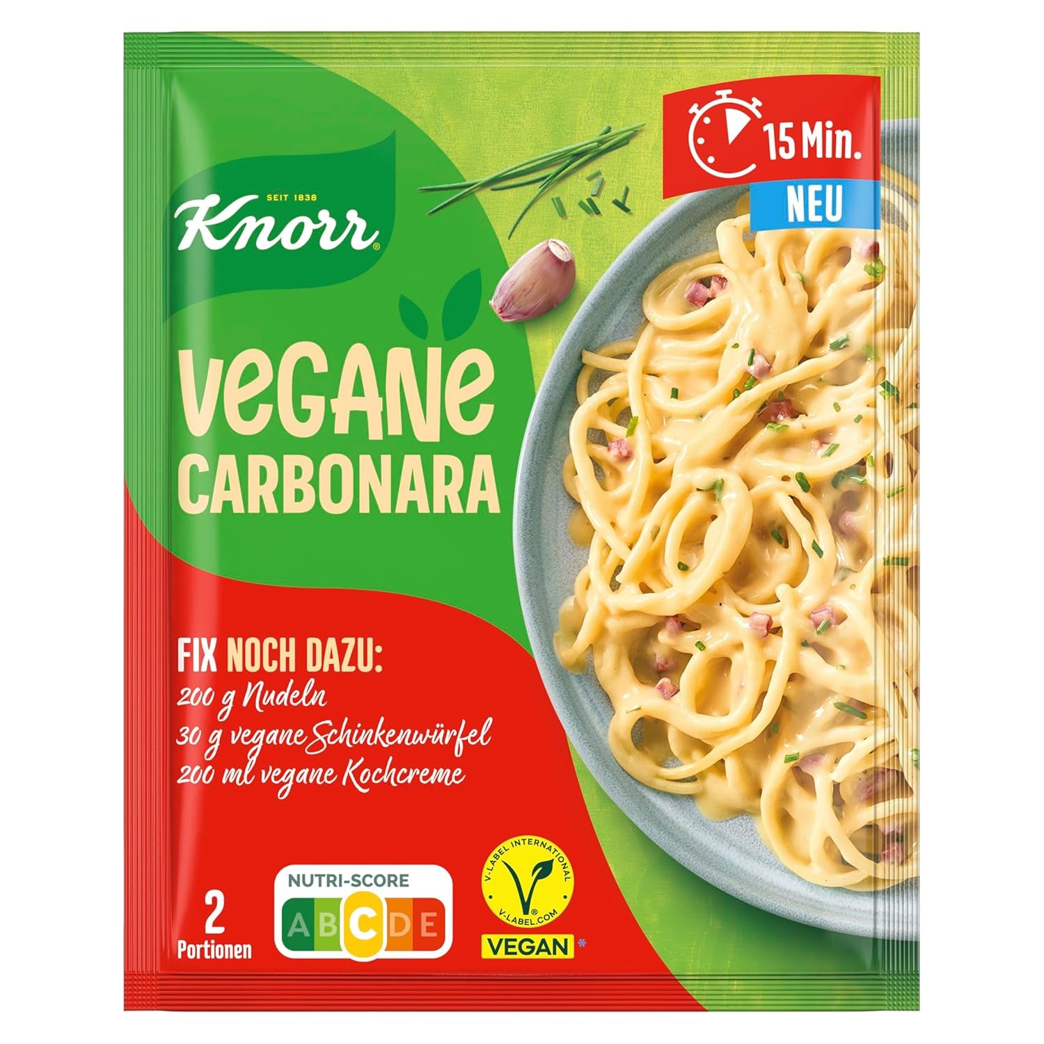 Knorr Fix Vegane Carbonara für eine leckere wegańskie Pasta ohne geschmacksverstärkende Zusatzstoffe 2 porcje