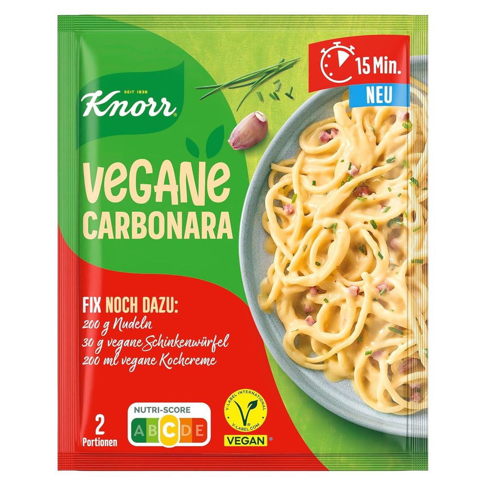 Knorr Fix Vegane Carbonara für eine leckere wegańskie Pasta ohne geschmacksverstärkende Zusatzstoffe 2 porcje