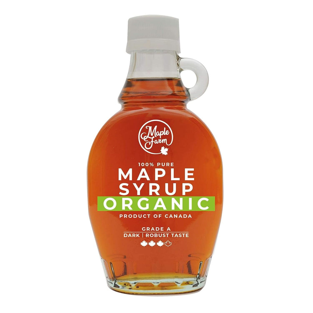 Maplefarm - Czysty kanadyjski organiczny ciemny syrop klonowy, klasa A, ciemny, mocny smak - 250ml Naty Shop Słodziki 189ml