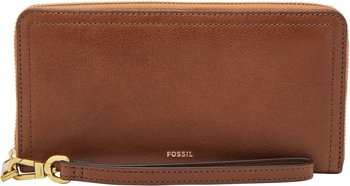 Fossil ceas Logan RFID Zip Around Clutch portofel 19.7 cm L x 1.9 cm W x 10.2 cm H Genti Femei Naty Shop Maro 19.685 Cm X 1.905 Cm X 10.16 Cm