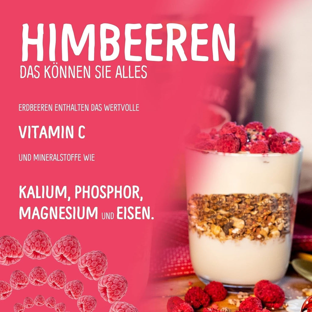 Fructe liofilizate: 100g zmeură liofilizată pentru smoothie bowls, muesli, toppinguri pentru terci - fructe de pădure liofilizate fără zahăr adăugat - fructe de pădure liofilizate - fructe de la NutriPur Produse deshidratate Naty Shop