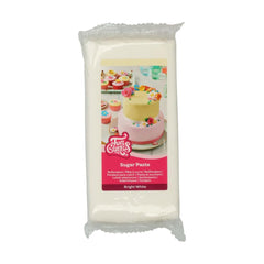 FunCakes Fondant laminat alb strălucitor: ușor de utilizat, neted, flexibil, moale și pliabil, perfect pentru decorarea prăjiturilor, halal, kosher și fără gluten. 1 kg Pasta de zahar Naty Shop Alb strălucitor 1 kg