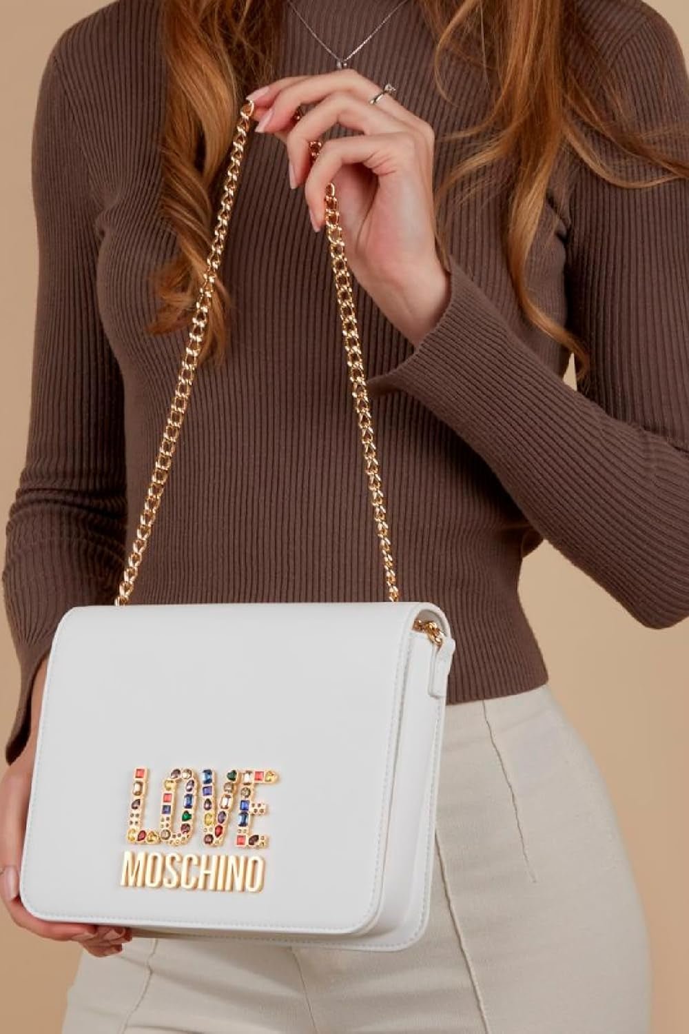 Geantă de umăr pentru femei Love Moschino, alb Geantă de umăr, alb Genti Femei Naty Shop