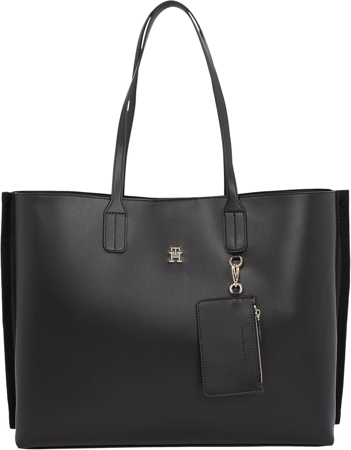 Geantă tote pentru femei Tommy Hilfiger Distinct cu fermoar, negru (Black), mărime naturală Genti Femei Naty Shop Titlu implicit