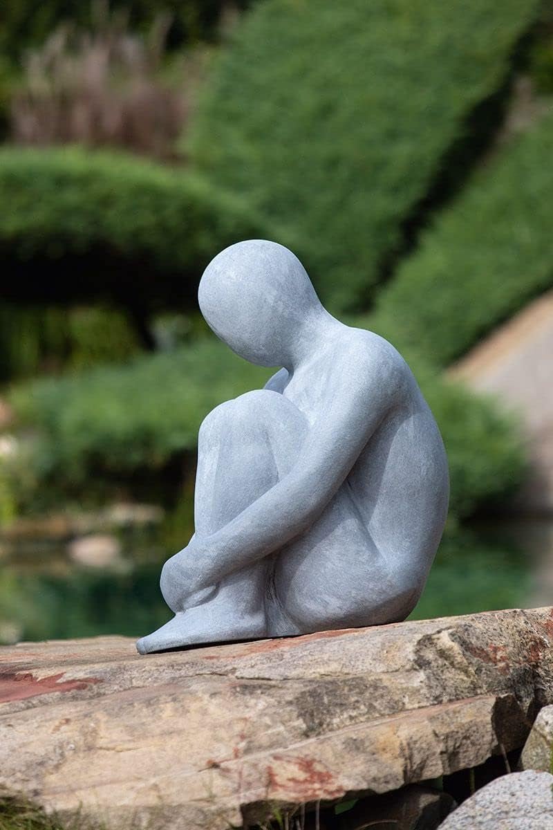 GILDE Decorațiune Figurină Cuplu Inimă Balon - Îndrăgostiți pe bancă cu inimă balon cadou decorare nunta - Culori: Alb Bronz Gri - Înălțime 24,5 cm Statuete si sculpturi Naty Shop Gri Înălțime 73 cm