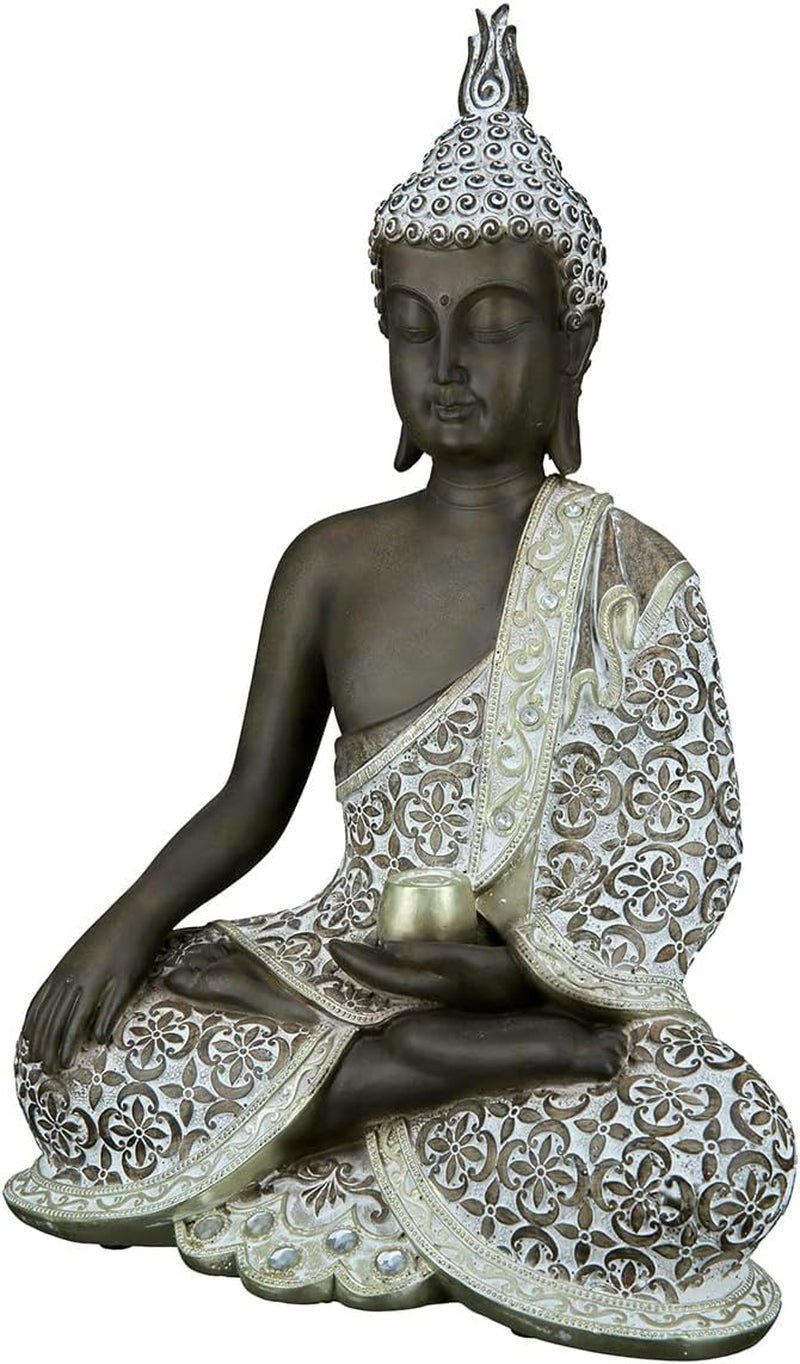 GILDE Sculptură decorativă Buddha șezând - Meditație - maro/alb - Înălțime 29 cm Statuete si sculpturi Naty Shop Maro Înălțime 35 cm