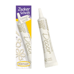 Günthart BackDecor 25 gr litere de zahăr ALB pentru orice desert în culoare albă din zahăr pentru litere și modele frumoase, 1 pachet (25 gr) Pasta de zahar Naty Shop Mediu Scrisori de zahăr alb