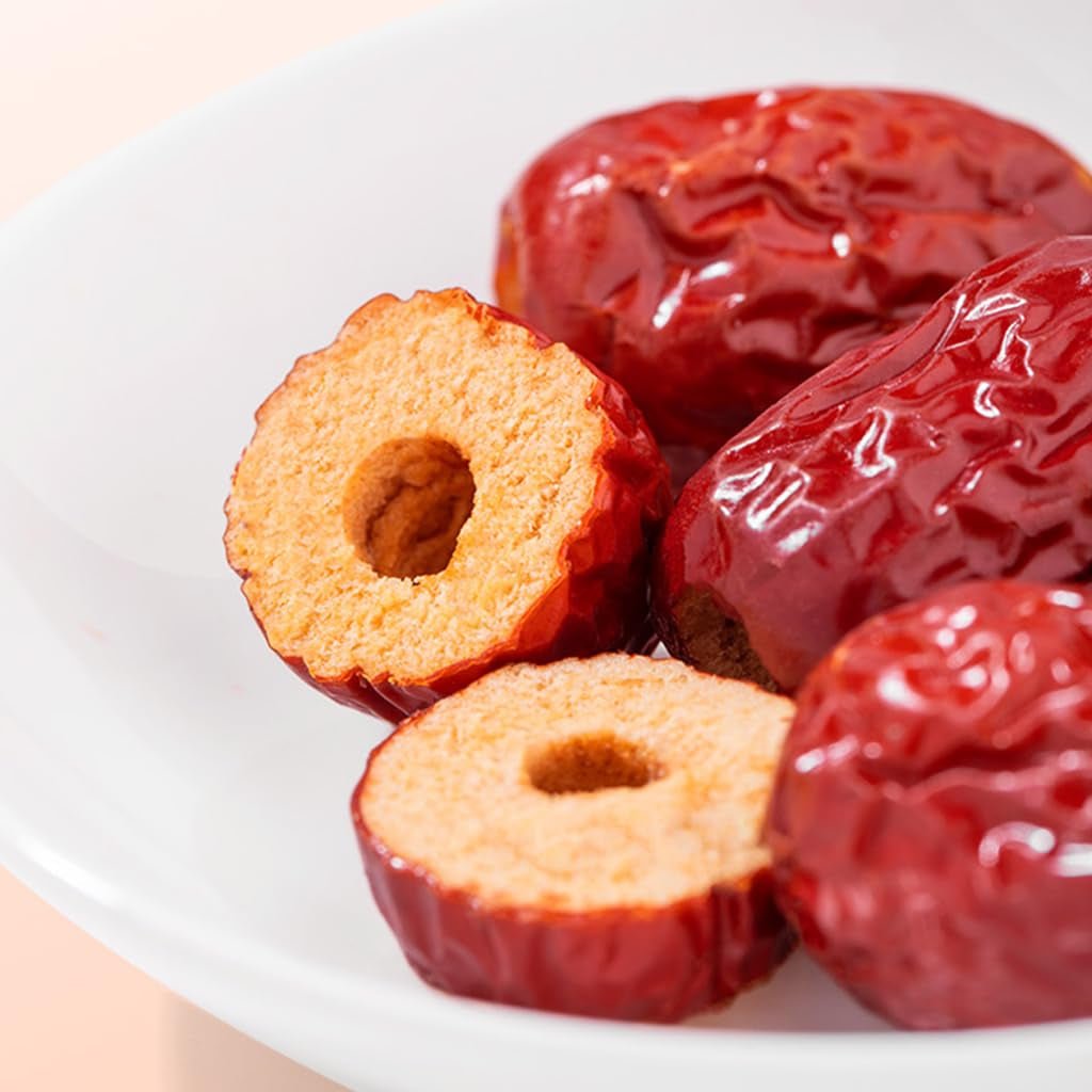Jujube date, curmale cu sâmburi în vrac, curmale roșii chinezești, 1.1 lb/500 g Jujube mari, dulci Fructe uscate de jujube pentru gustări, ceai, supă, coacere Produse deshidratate Naty Shop