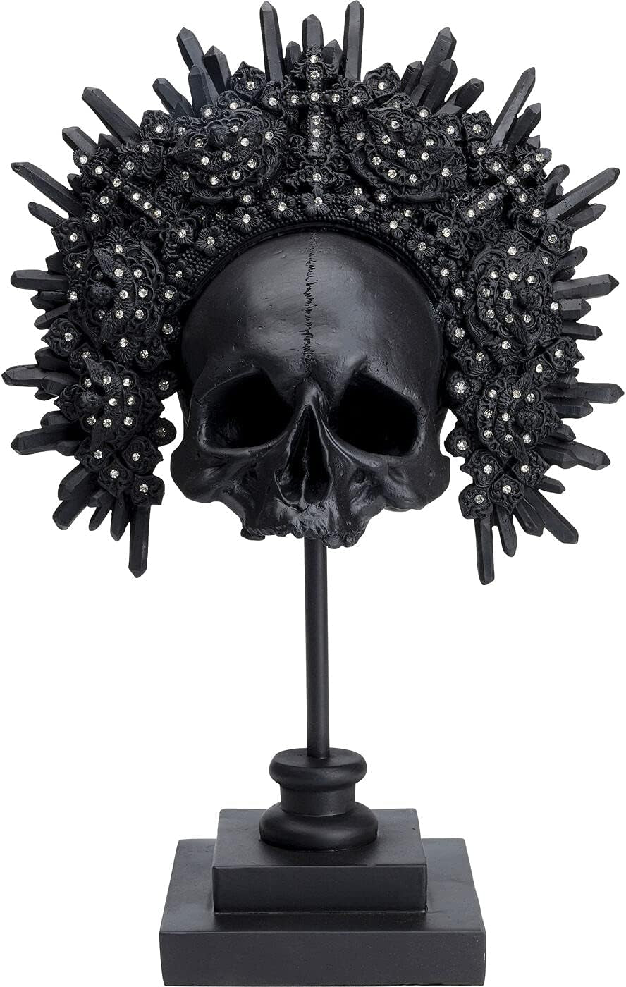 Kare Design obiect decorativ King Skull, maro, sculptură, motiv craniu, craniu decorativ, pictat manual, lucrat manual, unic, 42x34x20 cm (h/w/d) Statuete si sculpturi Naty Shop Negru