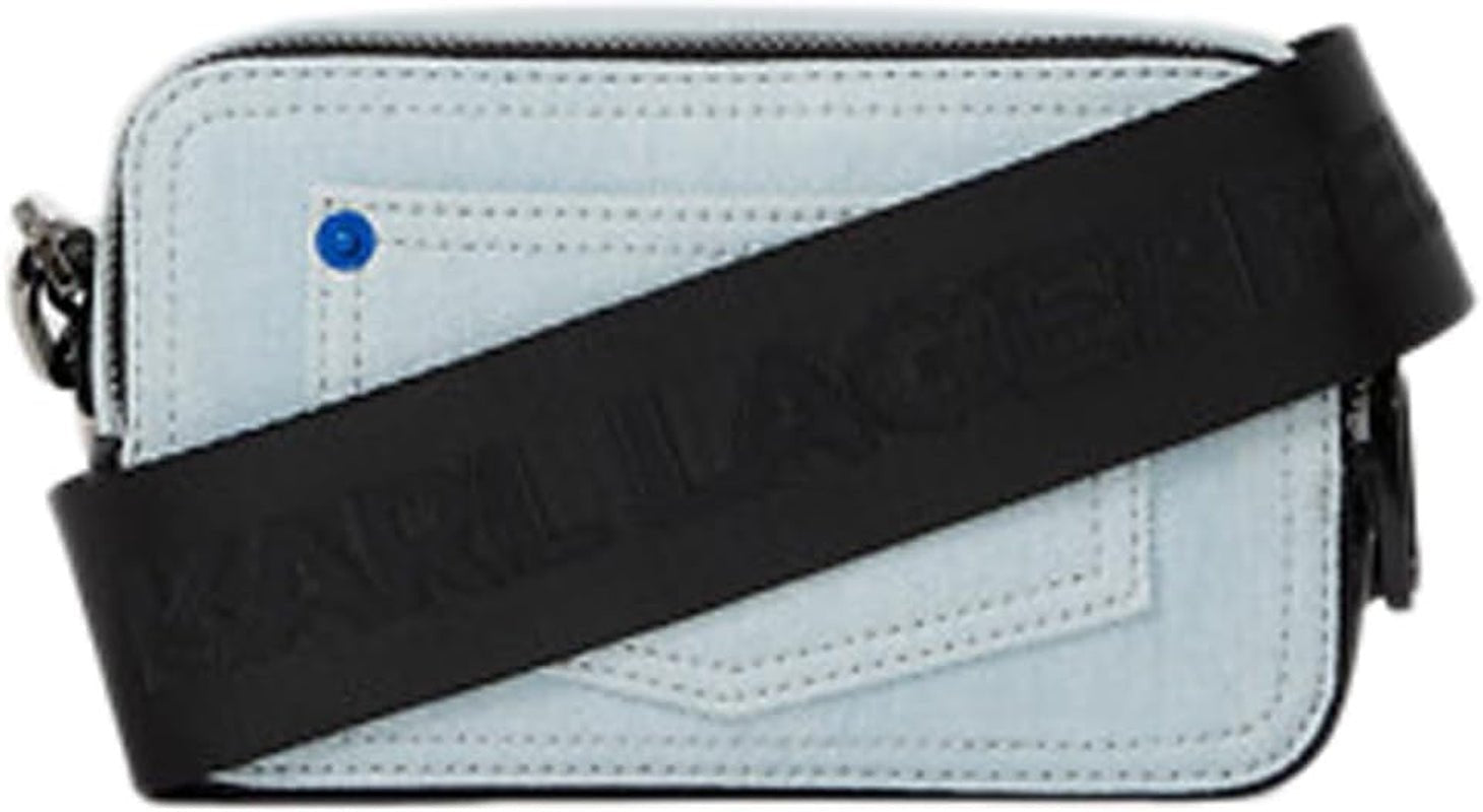 Karl Lagerfeld Jeans Women's Box Logo Camera Bag Cross Body, Albastru deschis Genti Femei Naty Shop