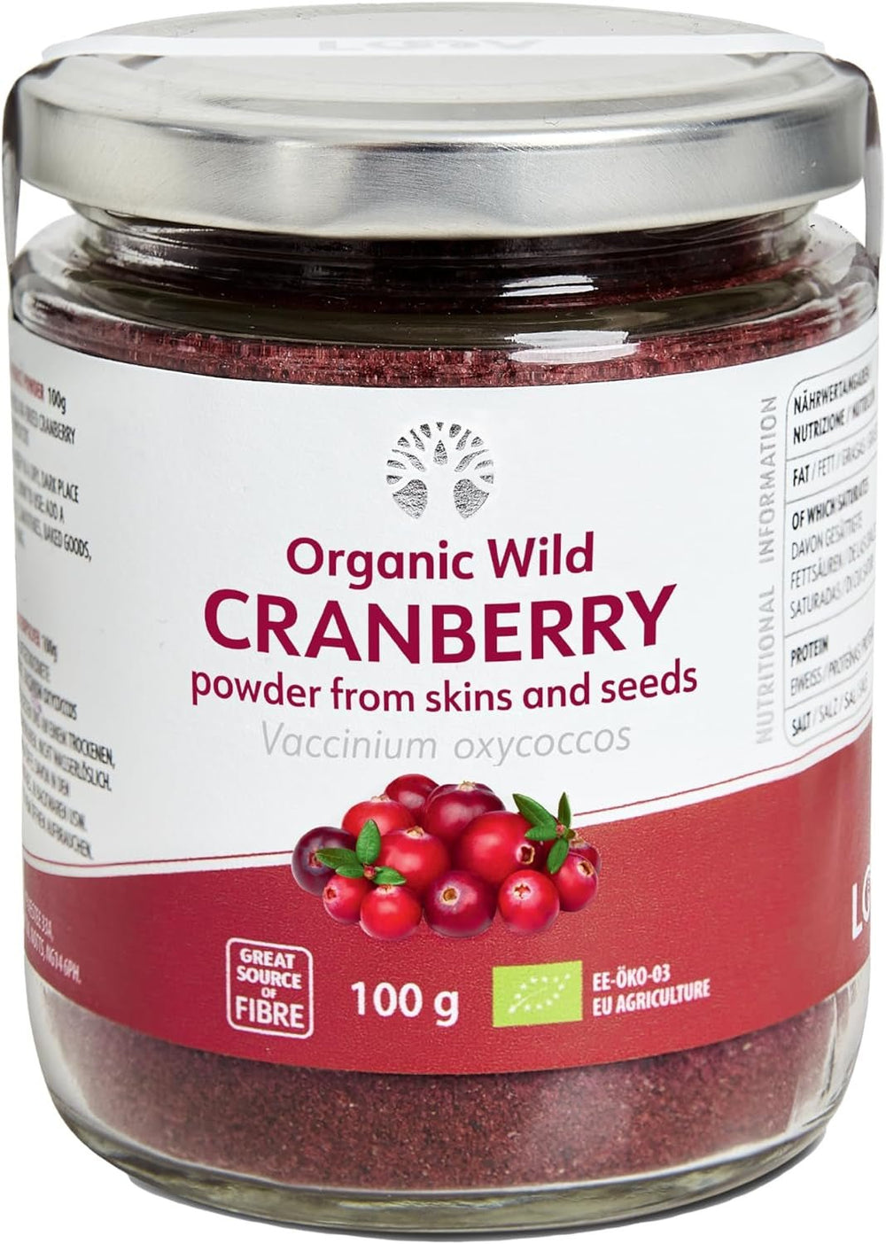 LOOV pulbere organică de afine, fabricată din afine sălbatice 100% întregi, liofilizate, recoltate în pădurile din nordul Europei, 113 g, fără zahăr adăugat Produse deshidratate Naty Shop 100 G Pulbere de tărâțe de merișor