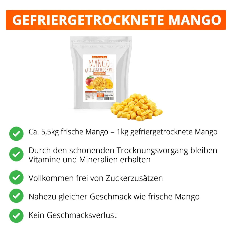 Mango liofilizat, 250g fructe liofilizate, fără aditivi, fructat, fabricat în Germania Produse deshidratate Naty Shop