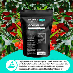 Nature Diet - Goji berries 1000 g | Fructe de pădure uscate | Gustare sănătoasă Produse deshidratate Naty Shop