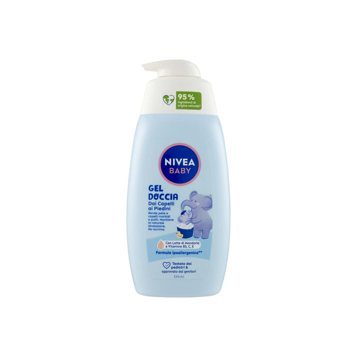 NIVEA BABY gel de duș pentru păr pe picioare 500 ml, baie cu bule pentru copii pentru piele și păr moale și curat, baie pentru copii cu protecție împotriva lacrimilor, șampon hidratant și moale pentru copii Copii - Baie si Skincare Naty Shop Titlu implicit