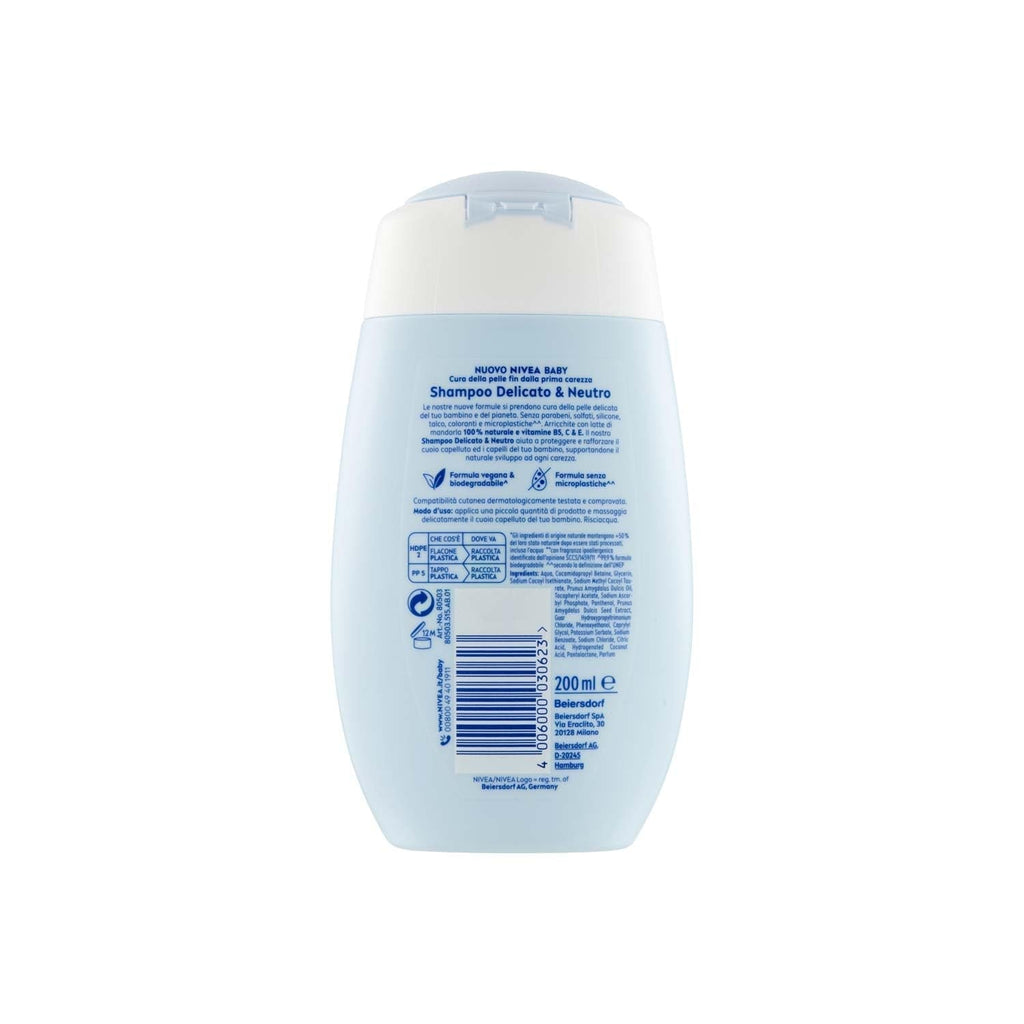 NIVEA BABY Gentle & Neutral Shampoo 200 ml - Cu protecție împotriva lacrimilor, fără sulfați, pentru un păr moale și fără încurcături Copii - Baie si Skincare Naty Shop