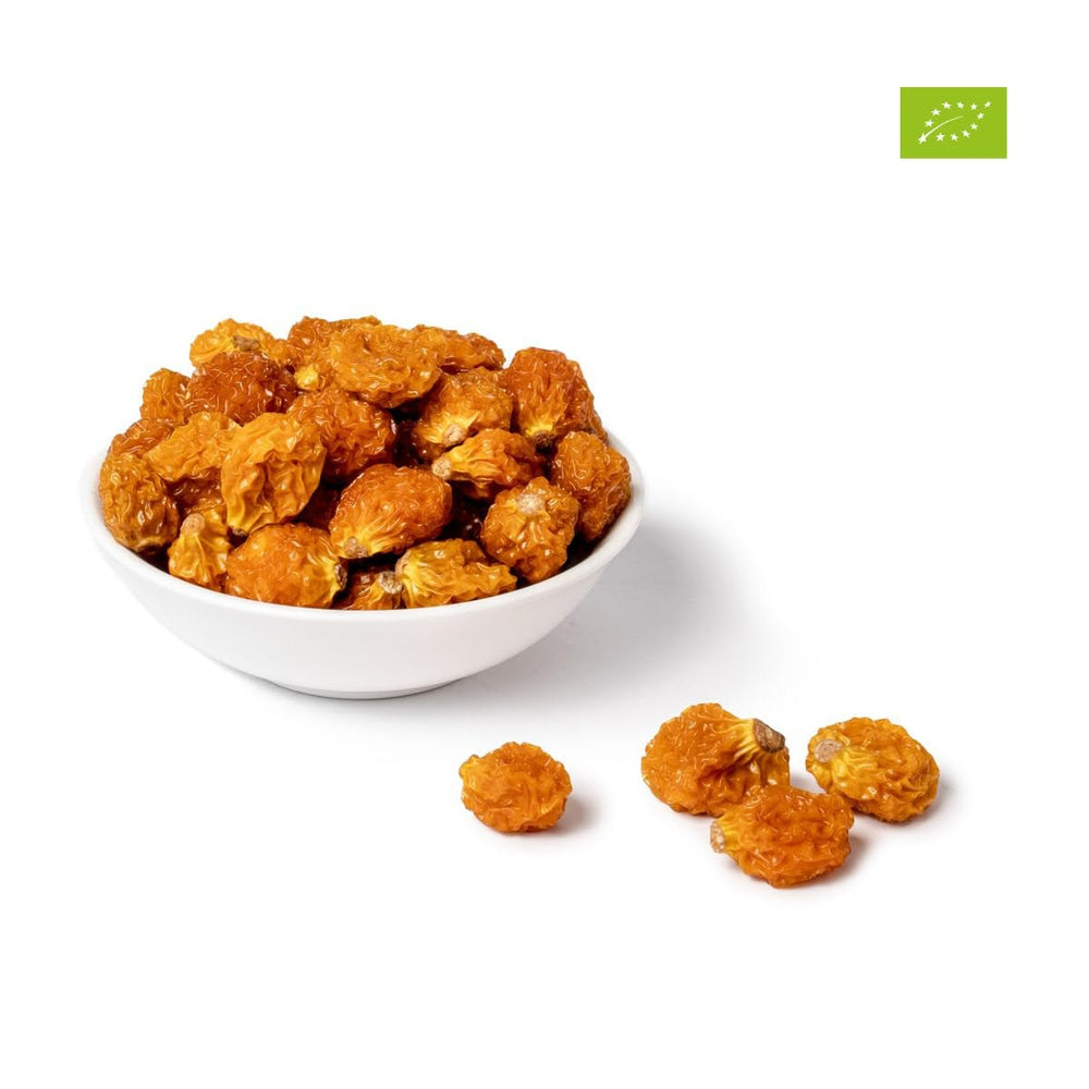 PAKKA Organic Fair Trade Physalis 1kg, fructe de cătină uscate organic și echitabil, neîndulcite, nesulfurate, produse și îmbuteliate direct de producătorul din Columbia, vegan 1000g (1 pachet) Produse deshidratate Naty Shop