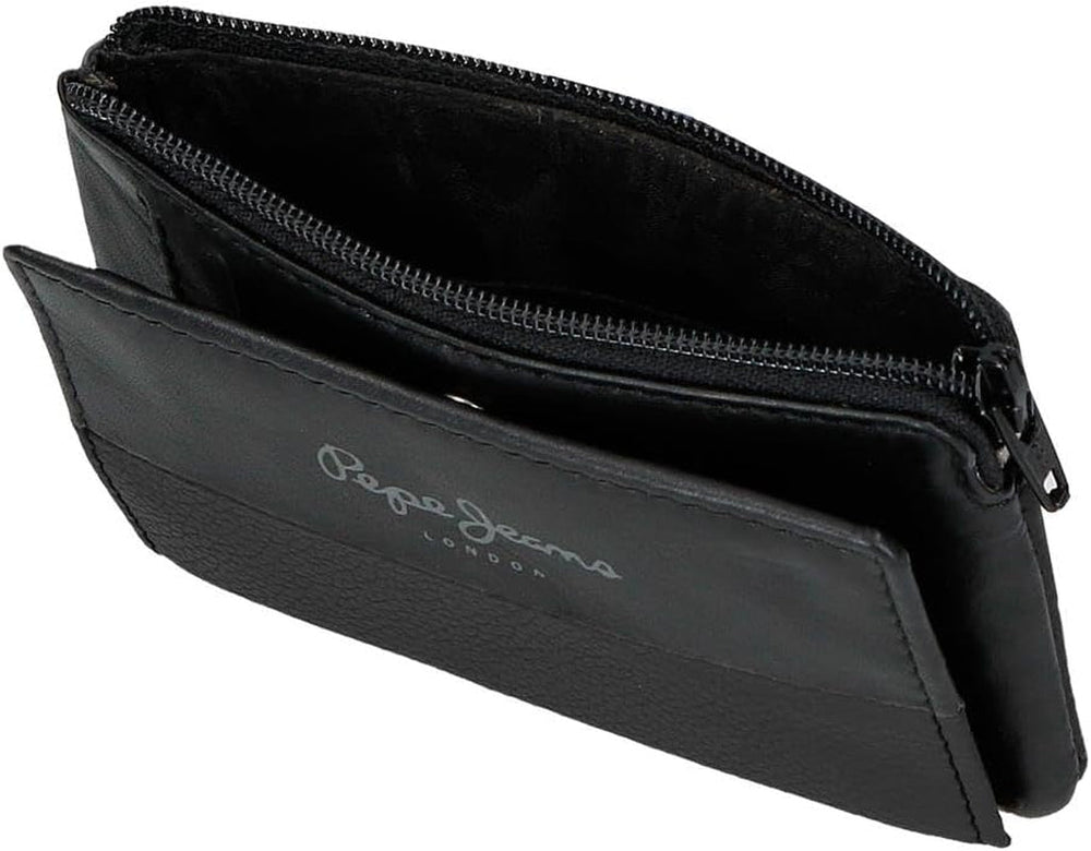 Pepe Jeans Joumma Bags Double Purse, Negru, 11 x 7 x 1,5 cm, Piele, Negru, Talla única, Portofel Portofel Barbati Naty Shop