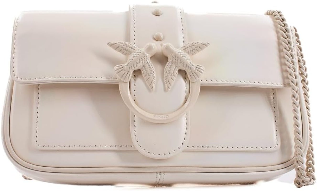 Pinko Ladies Love One Pocket C Naplack Colour Block Bag Genti Femei Naty Shop Z14B_White + bloc de culoare albă