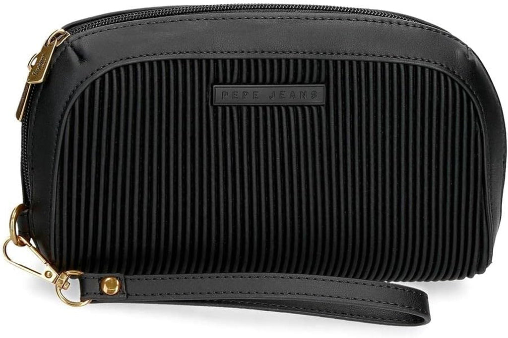 Portofel Pepe Jeans Aurora trei compartimente negru 17.5 x 9.5 x 2 cm piele artificială Portofel Femei Naty Shop Negru Geantă de mână