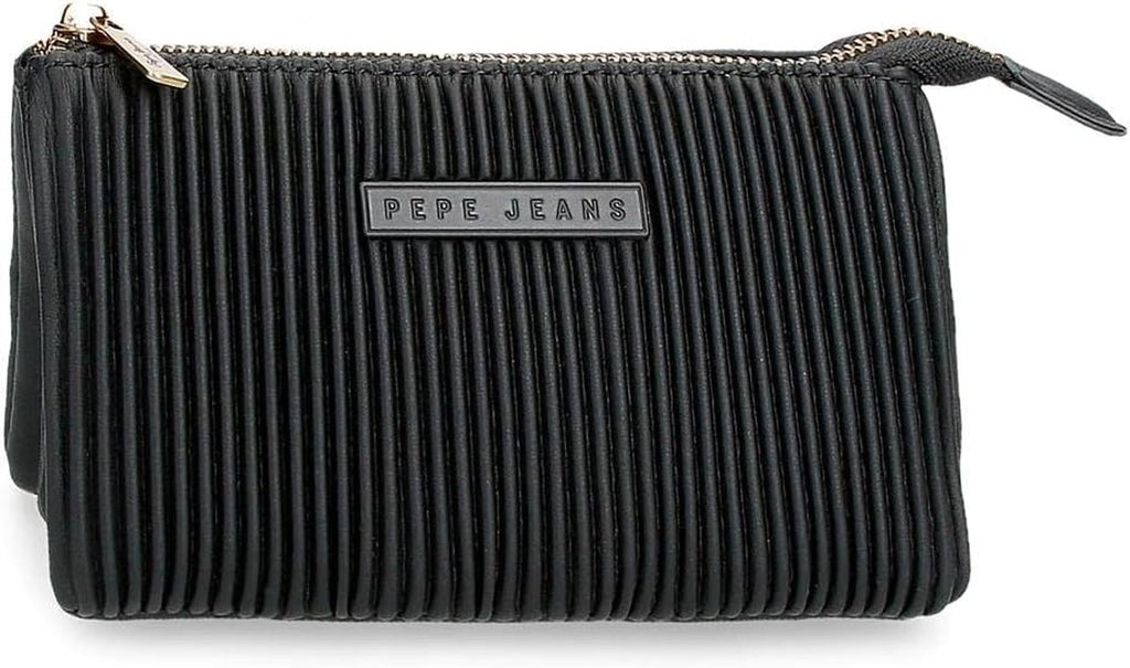 Portofel Pepe Jeans Aurora trei compartimente negru 17.5 x 9.5 x 2 cm piele artificială Portofel Femei Naty Shop Negru Portofel triplu