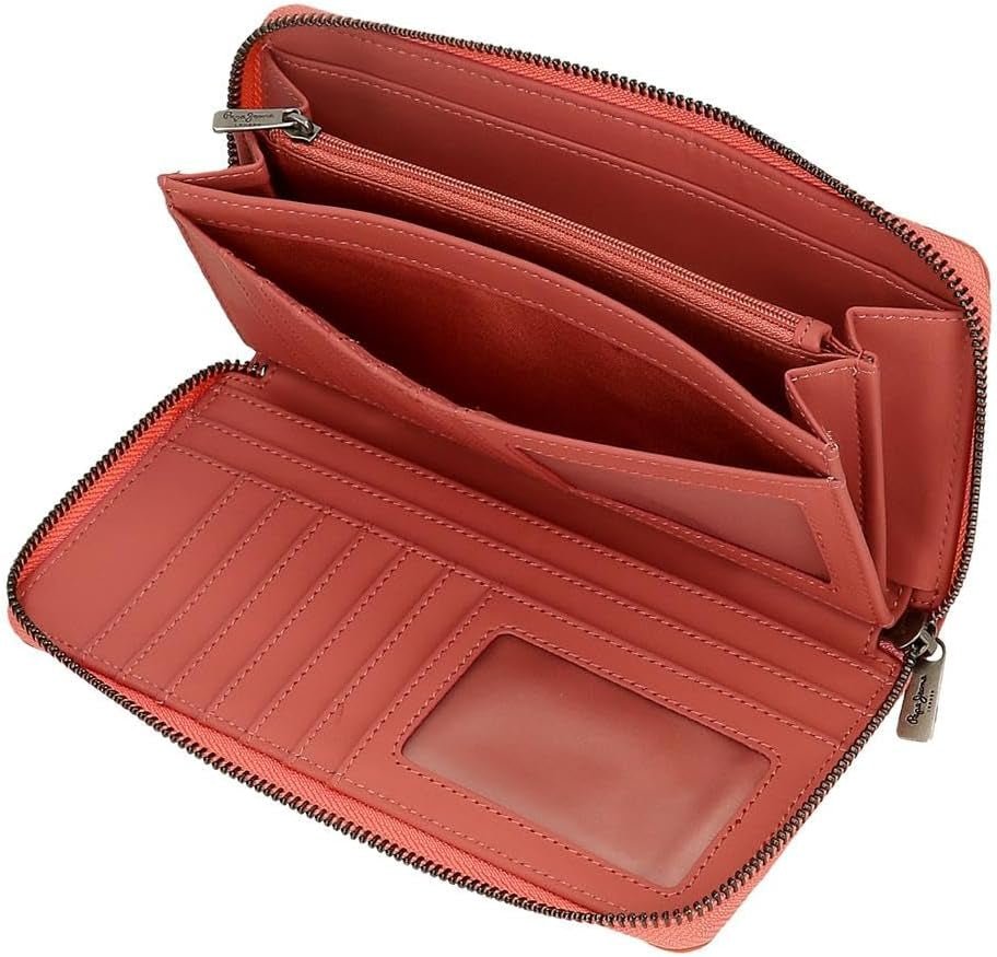Portofel Pepe Jeans Corin cu compartiment pentru carduri, roz, 19.5 x 10 x 2 cm, poliester și PU by Joumma Bags, Rosa, Talla única, portofel cu compartimente pentru carduri Portofel Femei Naty Shop
