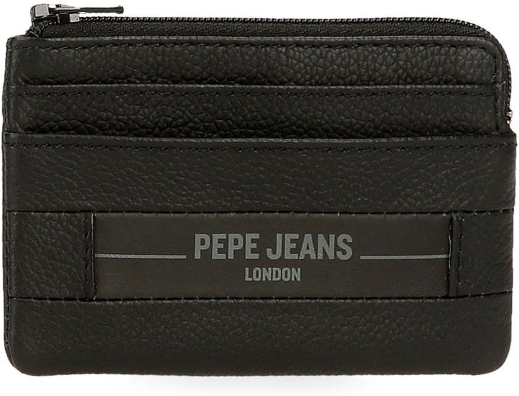 Portofele și portmonee Pepe Jeans Checkbox din piele de vacă, negru, maro, albastru și gri - Naty Shop