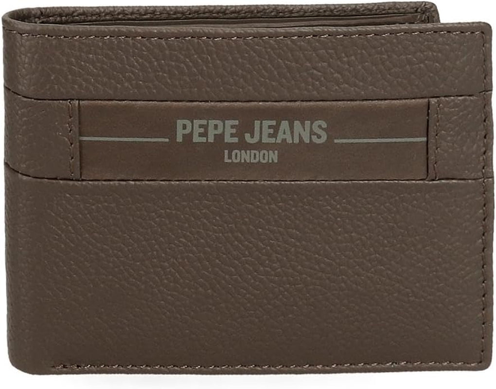 Portofele și portmonee Pepe Jeans Checkbox din piele de vacă, negru, maro, albastru și gri Portofel Barbati Naty Shop Maro Portofel