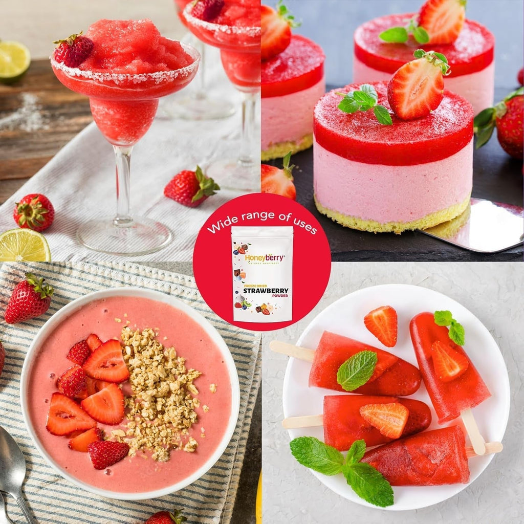 Pudră de căpșuni liofilizate 250g - Pudră de fructe liofilizate - Pudră de căpșuni liofilizate pentru coacere, smoothie și muesli - Pudră de căpșuni 100% naturală fără aditivi Produse deshidratate Naty Shop