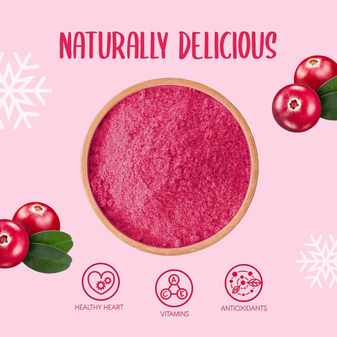 Pudră de merișor liofilizată 250g - Pudră de fructe liofilizate - Pudră de merișor liofilizată pentru coacere, smoothie și muesli - Pudră de merișor 100% naturală fără aditivi Produse deshidratate Naty Shop