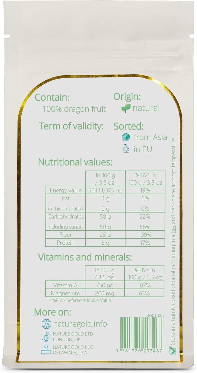 Pulbere de fructe dragon liofilizate | 250g | 100% natural și vegan | fără OMG | fără zahăr și fără aditivi ~*~ Produse deshidratate Naty Shop