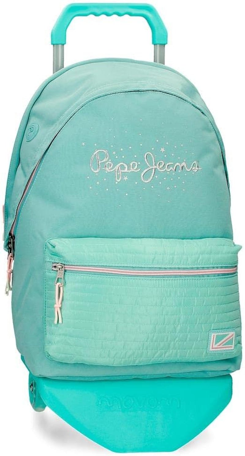 Rucsac Pepe Jeans Jane pentru laptop, compartiment dublu, 15.6 inch, albastru, 31 x 44 x 17.5 cm, poliester, 20.46 l Rucsacuri si ghiozdane premium Naty Shop Pc-Trolley-Rucksack
