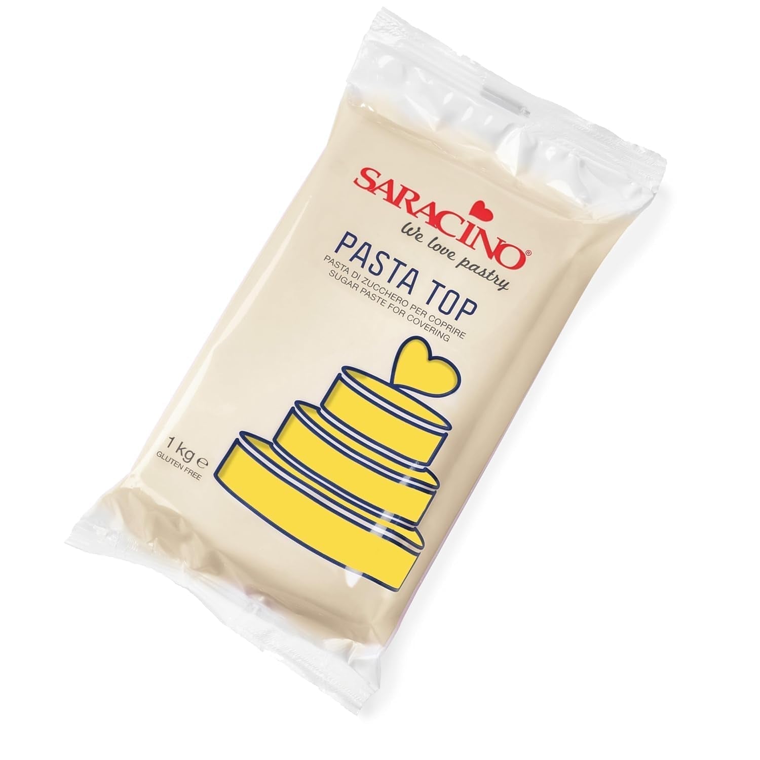 Saracino Fondant Top, Pasta de Zahar Pentru Acoperire 1 kg, Made In Italy Pasta de zahar Naty Shop Galben