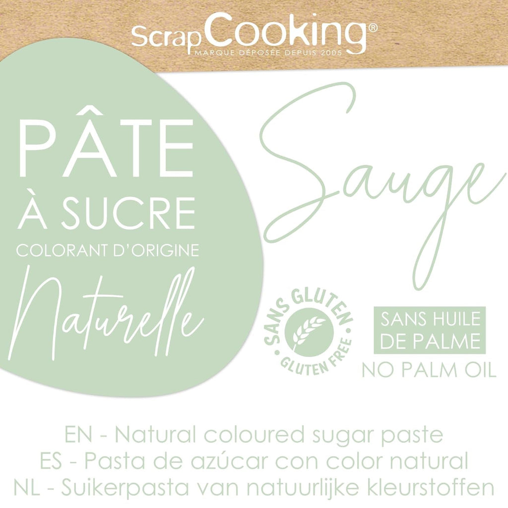 ScrapCooking - Pâte Ã Sucre Vert Sauge 250g - Colourant d'Origine Naturelle - Sans Gluten, Sans Huile de Palme - Pour Gâteaux, Pâtisseries Anniversaire - Vert Pastel - Fabriquée en France - 7621 Pasta de zahar Naty Shop
