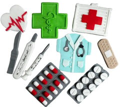 Set 10 decoratiuni comestibile din zahar, Doctor Decoratiuni din Pasta de Zahar Nati Shop