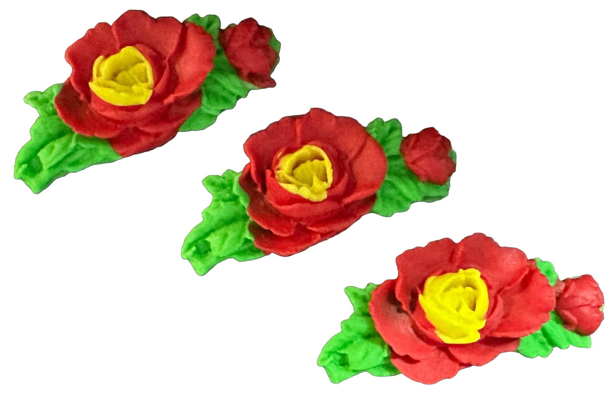 Set 3 decoratiuni comestibile din zahar, trandafiri Decoratiuni din Pasta de Zahar Nati Shop