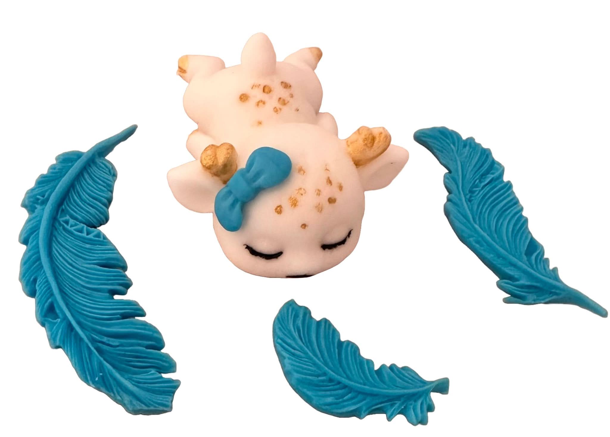 Set 4 decoratiuni comestibile din zahar, Pui de caprioara Decoratiuni din Pasta de Zahar Nati Shop