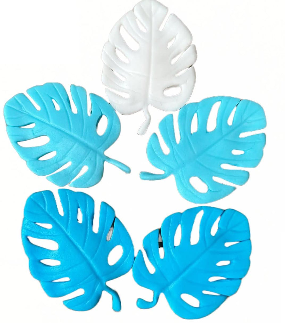 Set 5 decoratiuni comestibile din zahar, Frunze exotice Decoratiuni din Pasta de Zahar Nati Shop