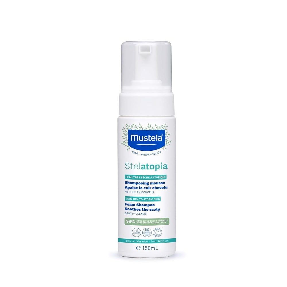 Stelatopia Șampon Mousse pentru scalp cu uscăciune extremă sau dermatită atopică, păr, bebeluși, copii, întreaga familie - reduce roșeața și mâncărimea (150ml) Copii - Baie si Skincare Naty Shop 150 Ml (1 pachet)