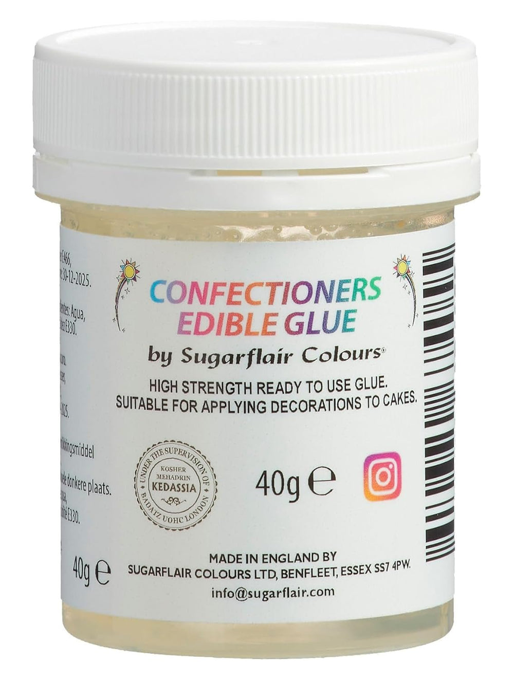 Sugarflair Confectioners Glue Edible Glue - lipici alimentar pentru decorarea torturilor, marțipan, fondant, prăjituri, cupcakes și biscuiți - 40ml Pasta de zahar Naty Shop Default Title