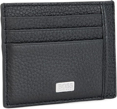 Suport de card BOSS Crosstown S card N pentru bărbați din piele italiană cu logo argintiu Portofel Barbati Naty Shop