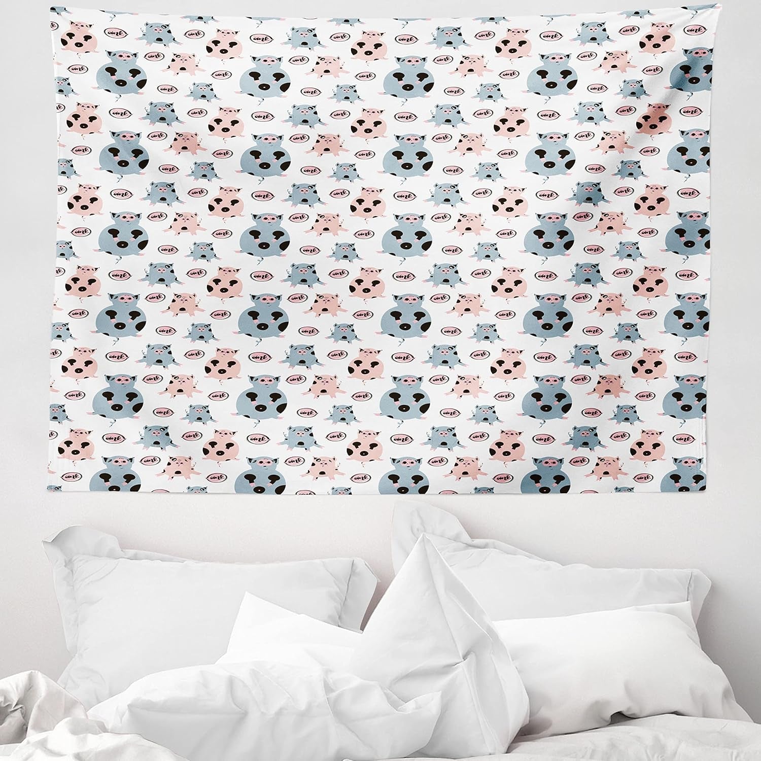 Tapiserie abakuhaus wanderlust harta animala lumii desene Casa - Accesorii si Decoratiuni Naty Shop Gri Albastru 150L X 110B Cm