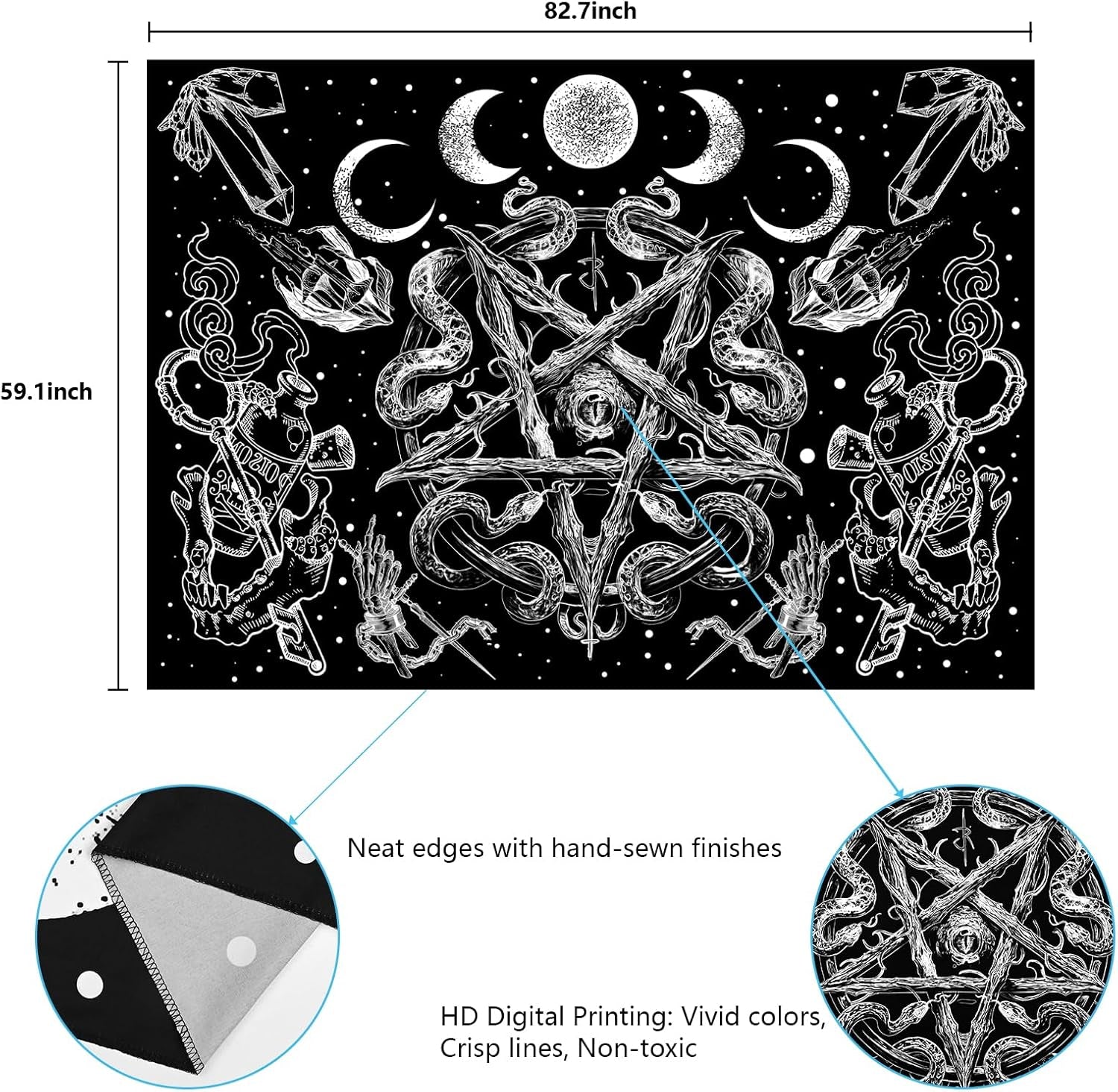 Tapiserie alishomtll witchy snake estetic gothic pentagram wall Casa - Accesorii si Decoratiuni Naty Shop