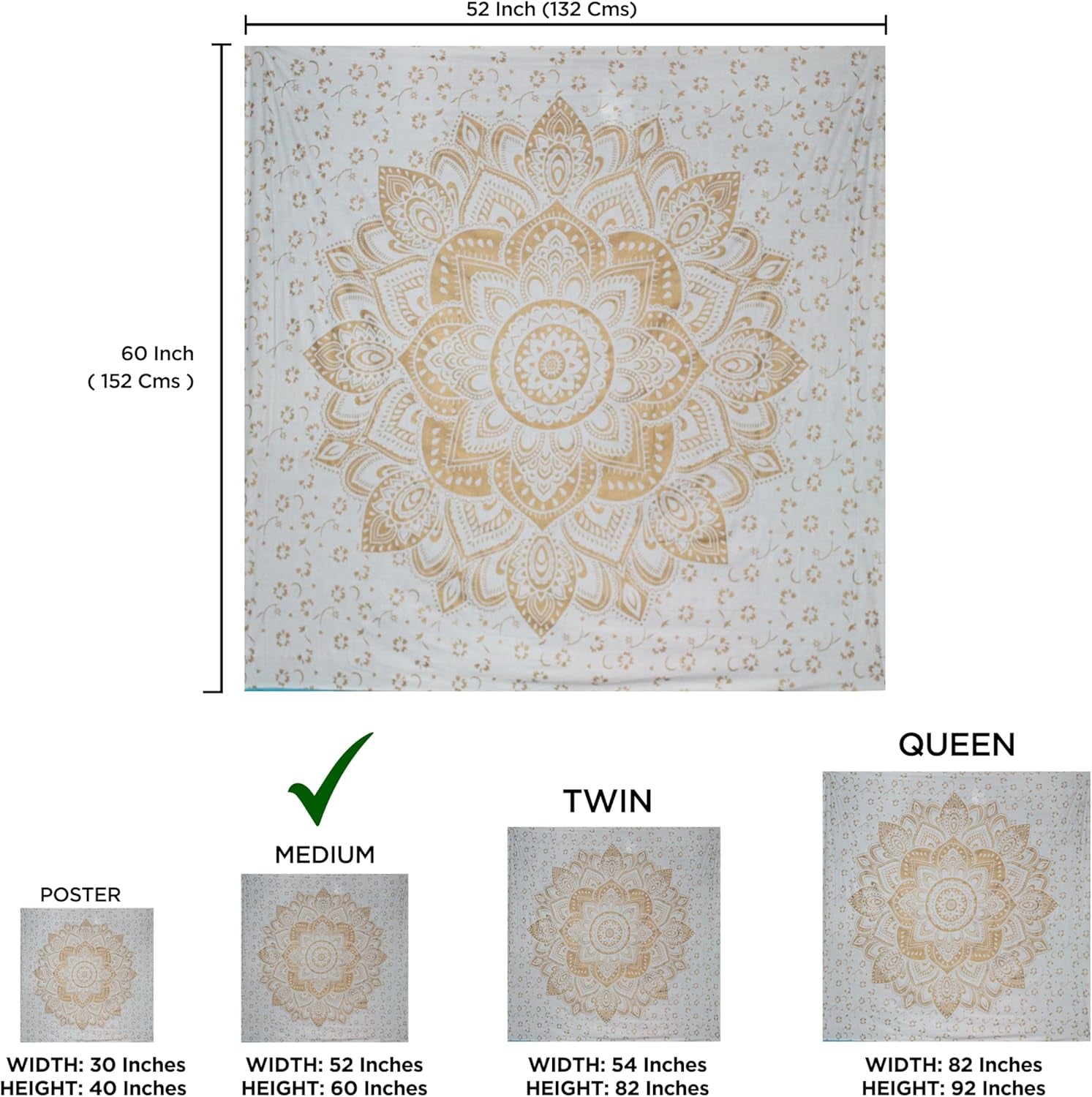 Tapiserie aur metalic mandala bumbac indian plaja arunca Casa - Accesorii si Decoratiuni Naty Shop